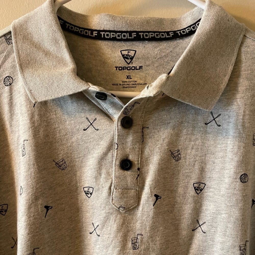 Topgolf Gray Polo Shirt with Golf Print